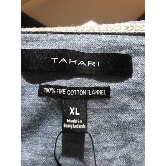 TAHARI Button-up Shirt Men's XL Gray 100% Fine Cotton Flannel Soft Long Sleeve